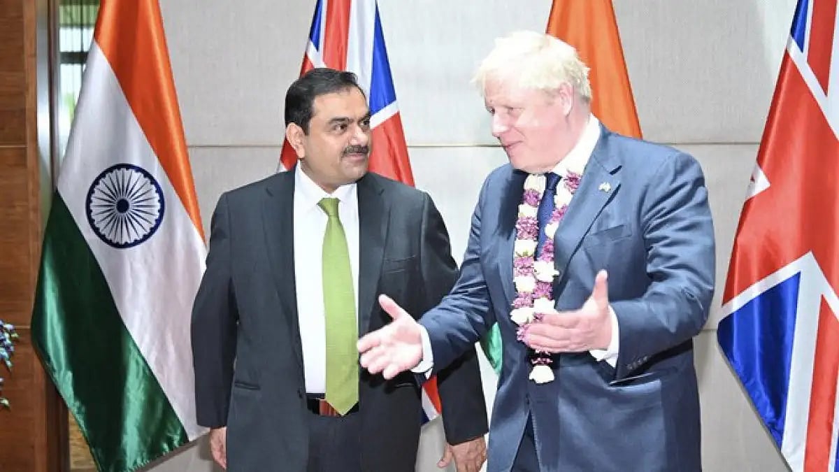 British PM Boris Johnson and Industrialist Gautam Adani 