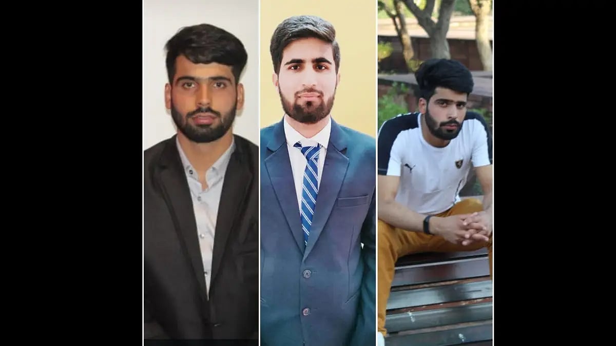 Three Kashmiri students Arshid Yousuf, Showkat Ahmad Ganai and Inayat Altaf Sheikh.(left to right)