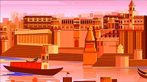 Artistic depiction of Varanasi ghats
