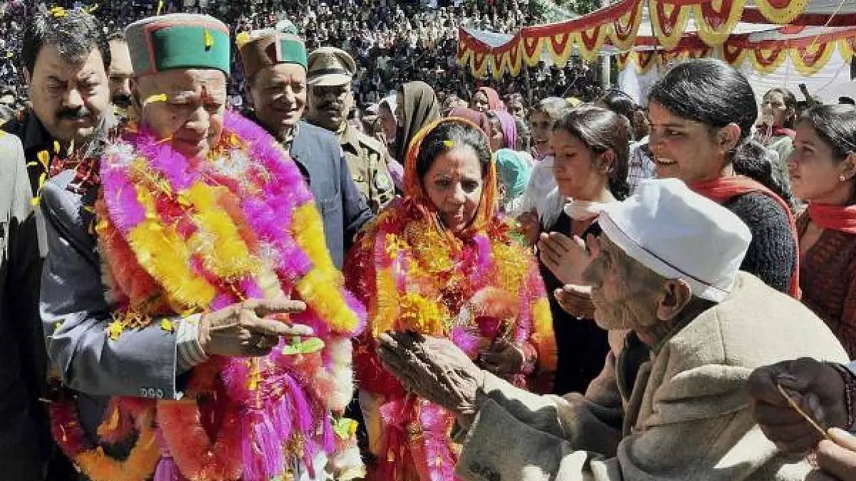 Virbhadra and Pratibha Singh in Himachal Pradesh