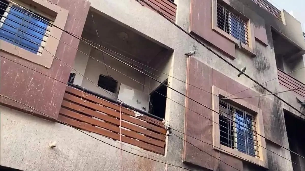 Fire breaks out in a building in Indore, Madya Pradesh.