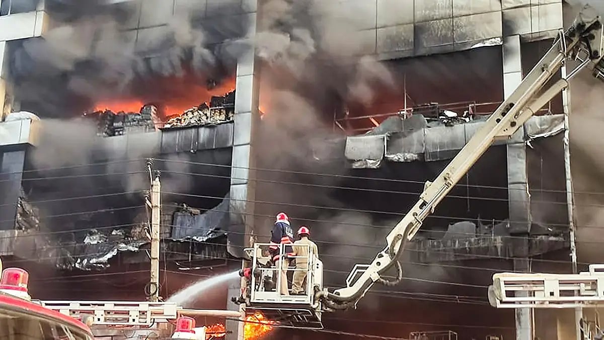 Fire-fighting operations at Mundka, Delhi