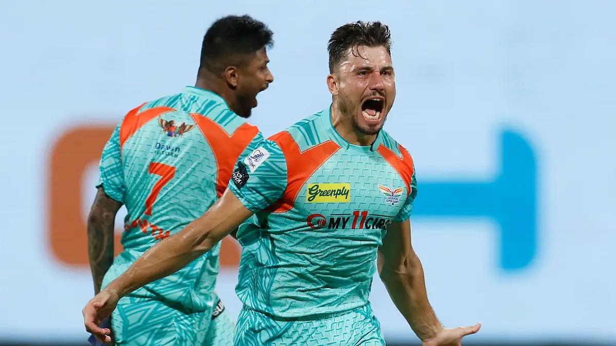 Marcus Stoinis celebrates LSG win over KKR in an IPL 2022 tie. Get highlights of KKR vs LSG.   