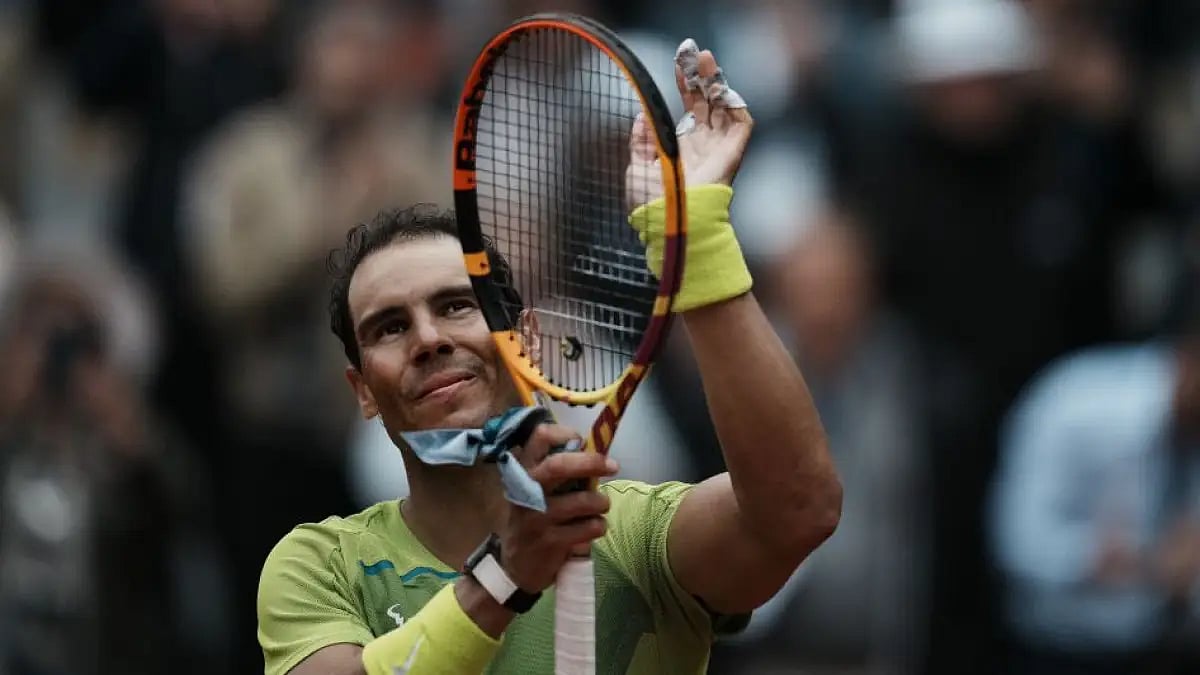 Rafael Nadal celebrates win over Jordan Thompson during their first round match at the French Open 2