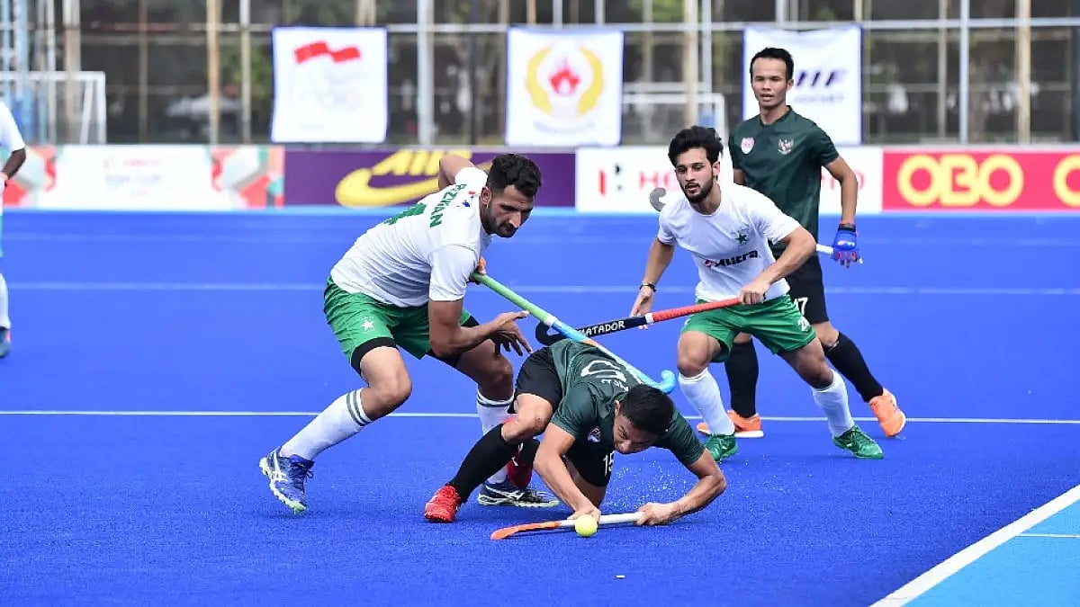 Action during Pakistan vs Indonesia match in Asia Cup Hockey 2022 on Tuesday. 