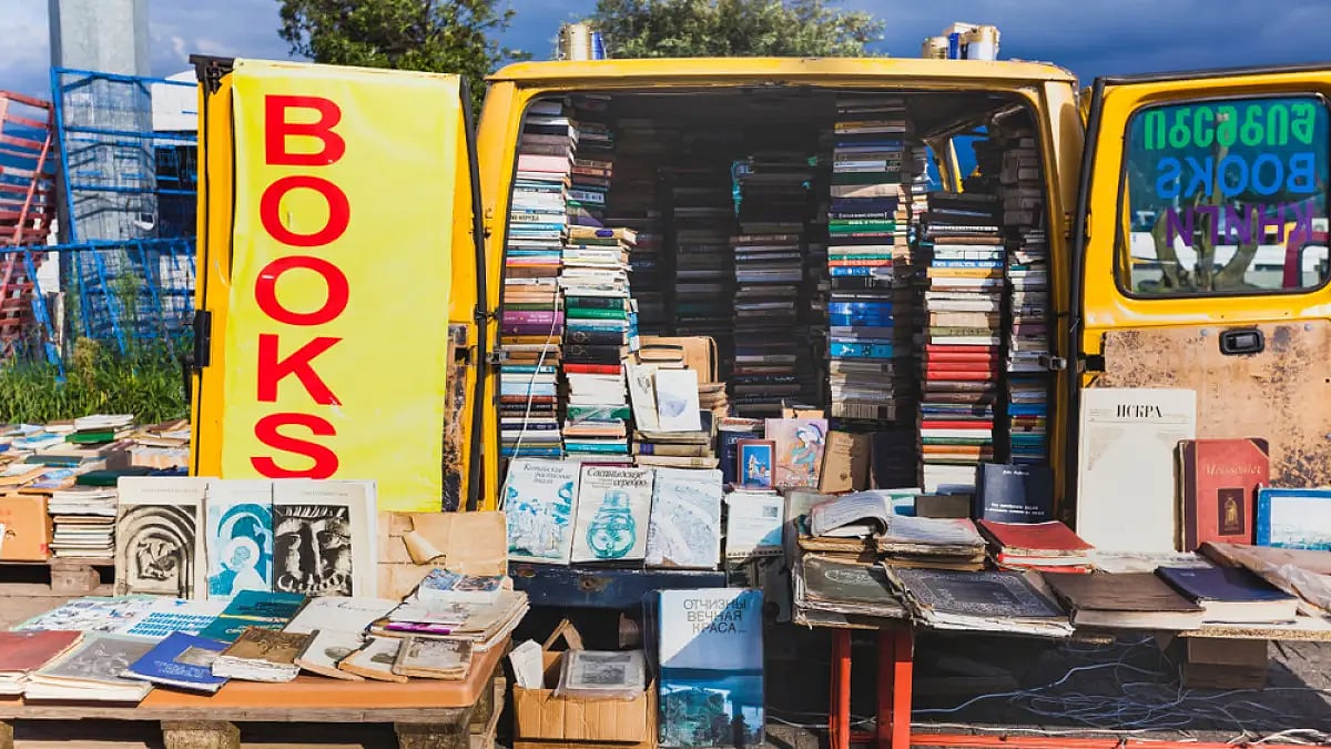 A bookstore in a van counter in Batumi, Georgia