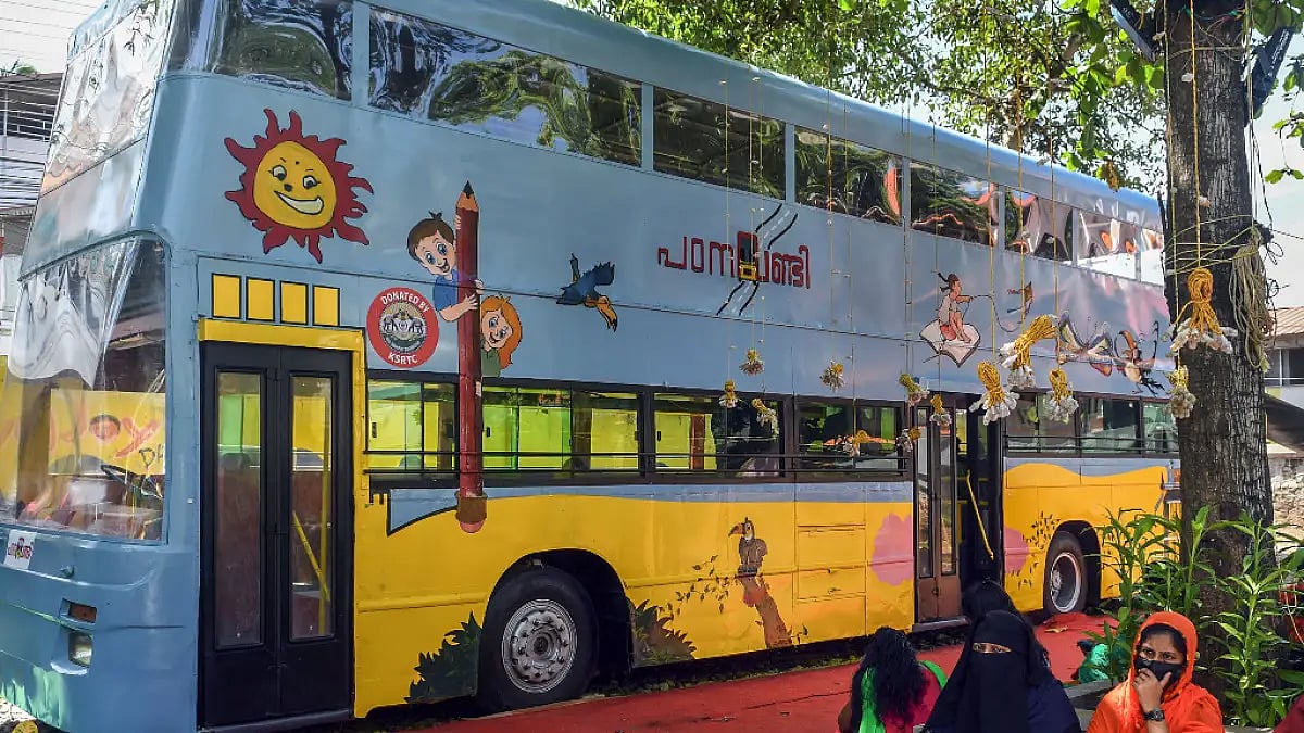 Empty School Bus Gutted In Fire In Kolkata