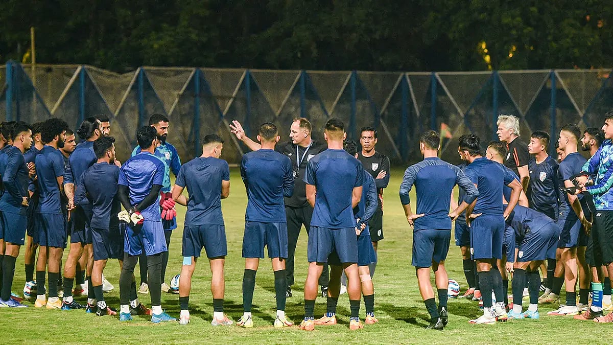 Indian football teams practice session 