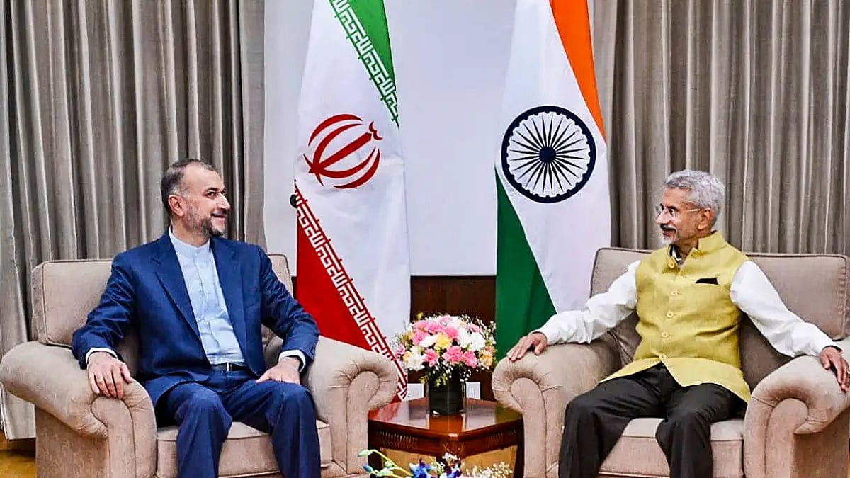 External Affairs Minister S. Jaishankar with Foreign Minister of Iran Hossein Amir-Abdollahian