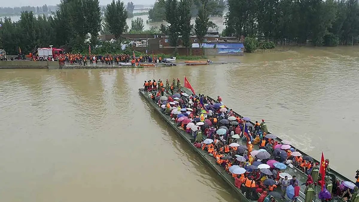 Flooded rural area in Xinxiang in central China's Henan Province.