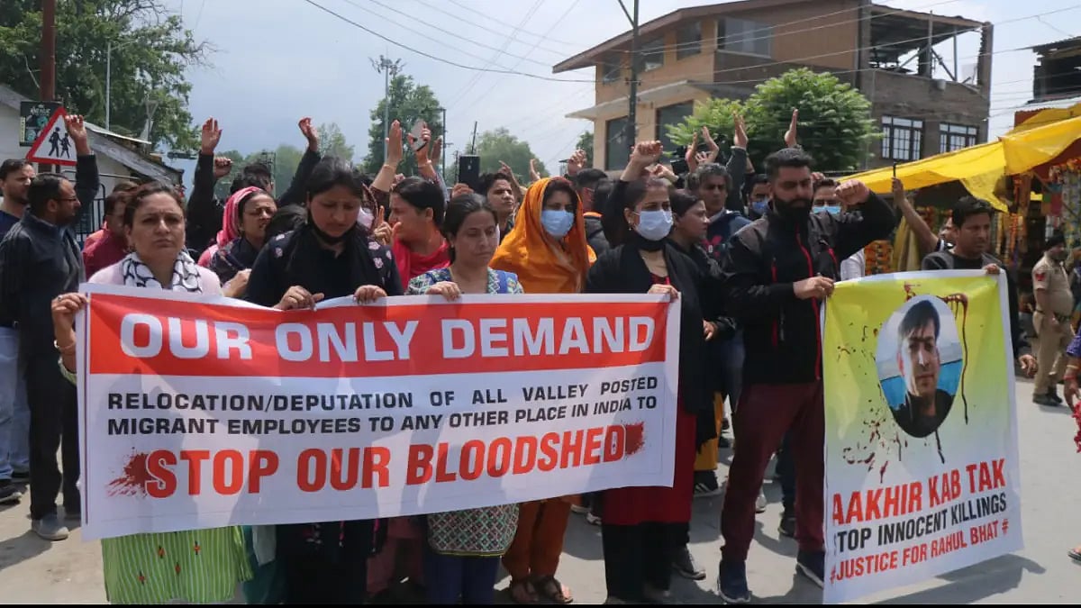 Scores of families of Kashmiri Pandit migrants staged protests across various places.
