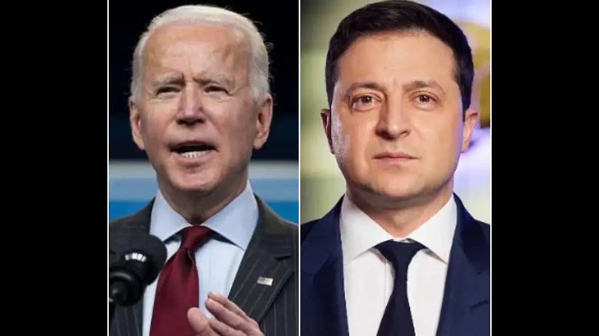 US President Joe Biden (Left) and Ukrainian President Volodymyr Zelenskyy (Right)