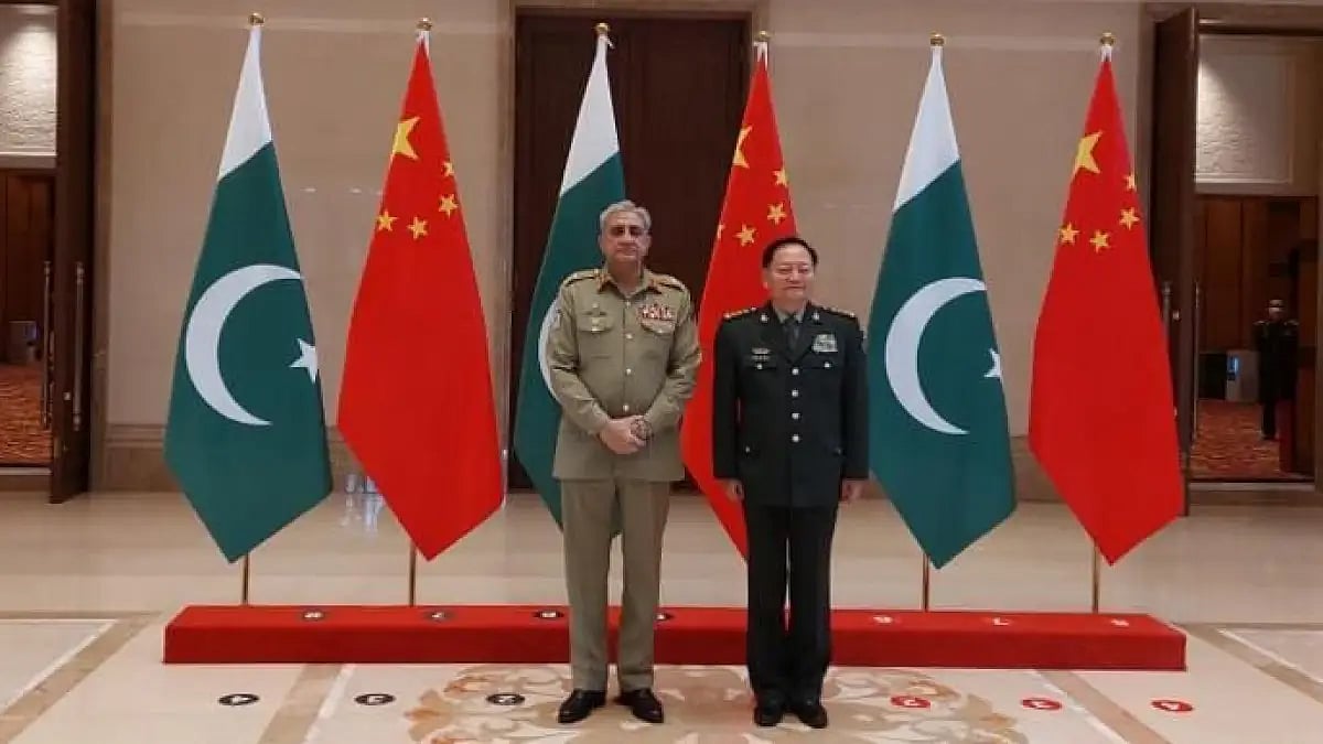 Pakistan's General Qamar Javed Bajwa meeting China's Central Military Commission's Zhang Youxia 