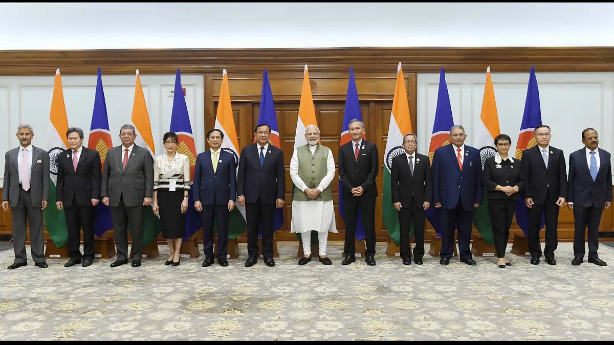 Prime Minister Narendra Modi with ASEAN Foreign Ministers.