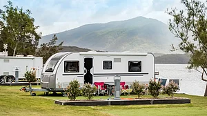 RV caravan camping at a caravan park
