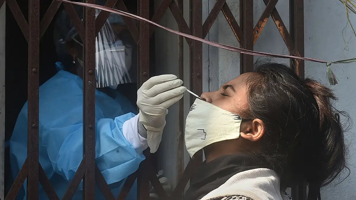 A person being tested for Covid-19