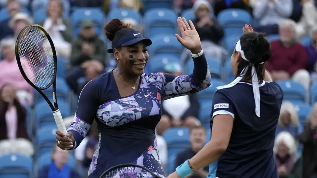 Serena Williams partnered Ons Jabeur to victory over Sara Sorribes Tormo and Marie Bouzkova.
