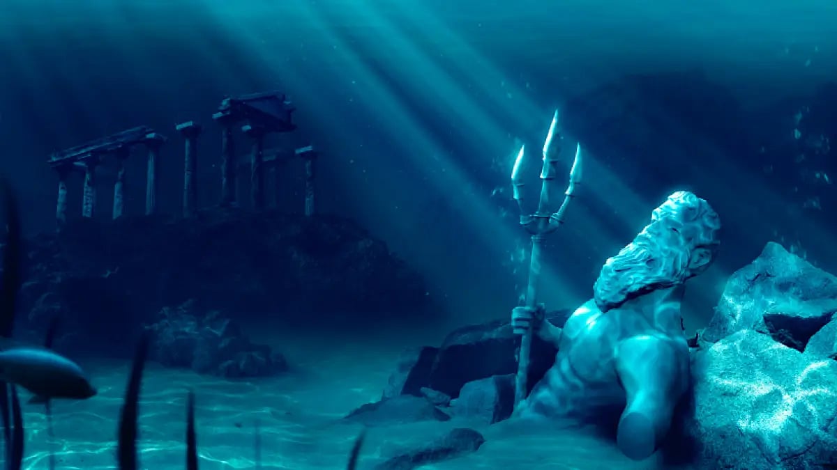 A 3D illustration based on the legend of the sunken city of Atlantis