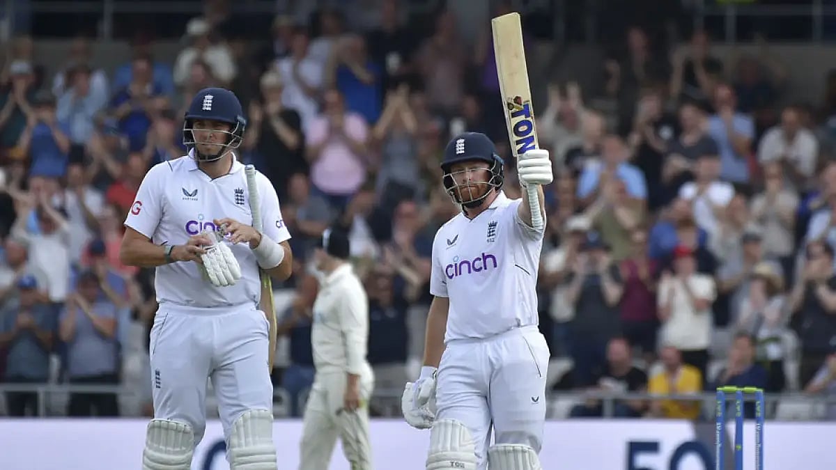 Jonny Bairstow and Jamie Overton posted an unbeaten 209-run stand for the seventh wicket.