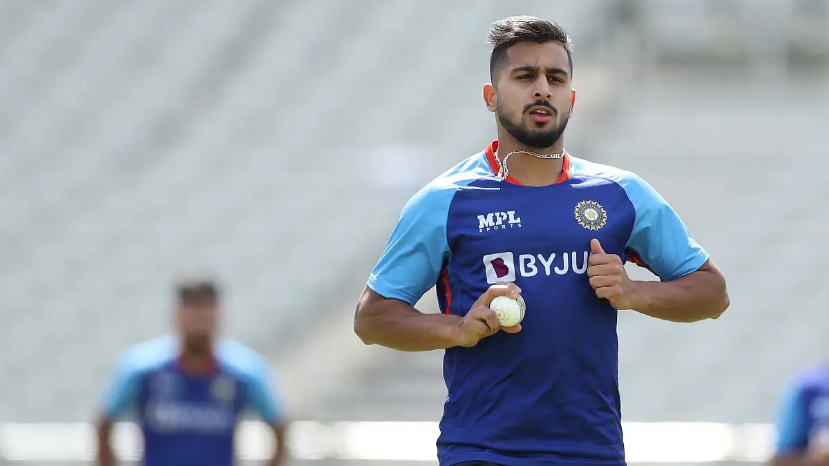 Umran Malik bowls during India's training session ahead of first T20 against Ireland. 