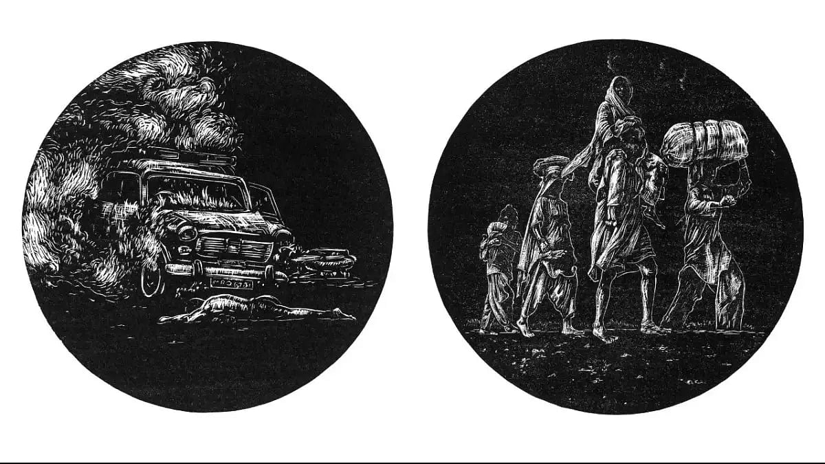 Bombay 1993 (left) and 1947 from artist Riyaz Komu's Holy Shiver (2018) series  - null