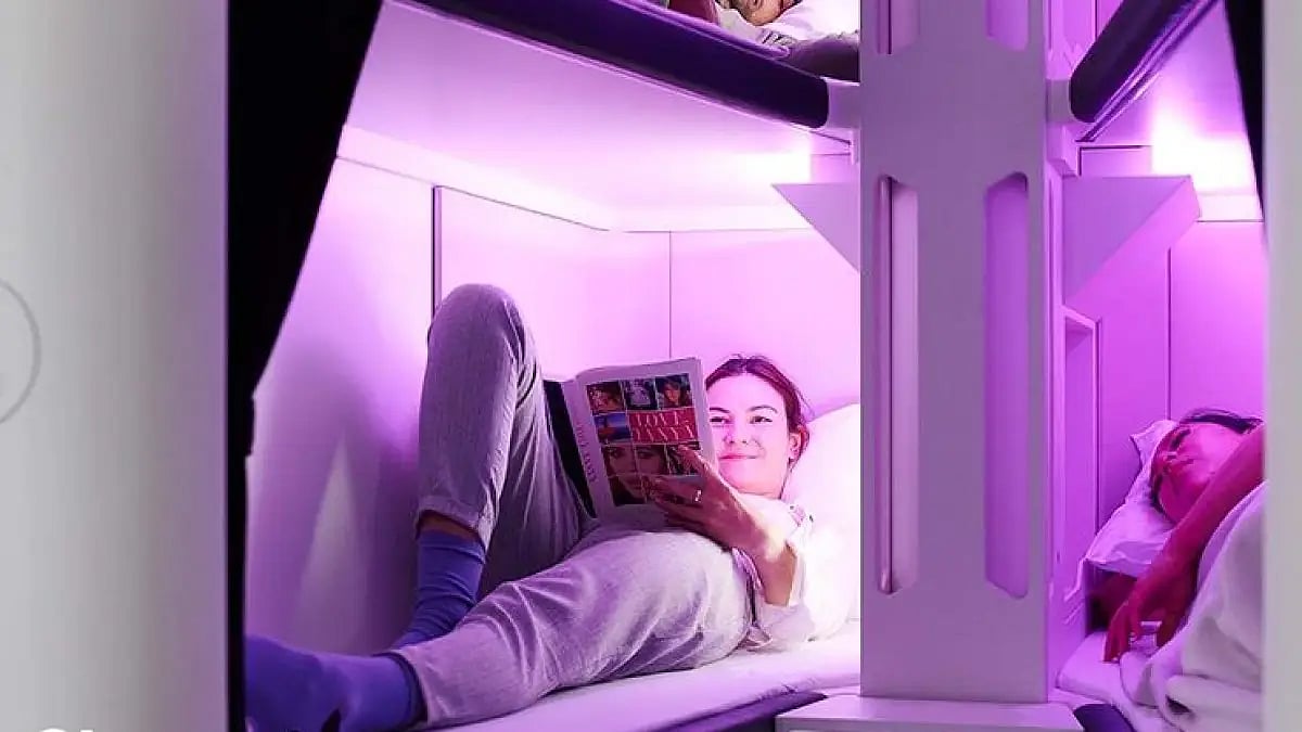 The bunk-bed-style pods will be accessible to premium as well as regular economy passengers