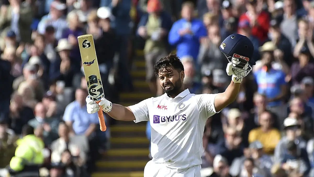 Rishabh Pant celebrates his century on Day 1 of fifth England vs India Test in Birmingham.