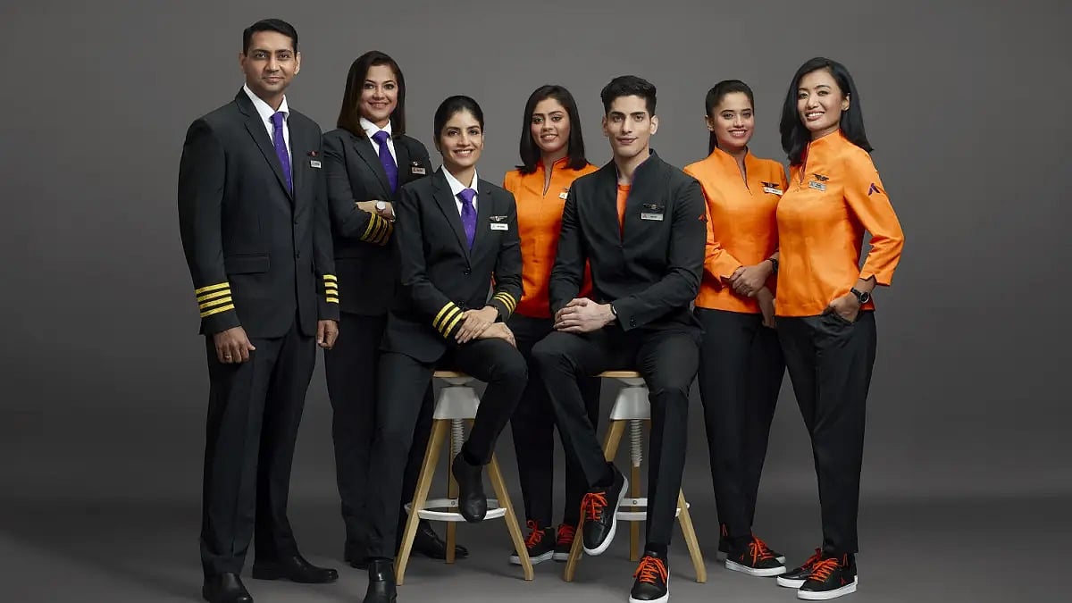 The crew's uniform is made using recycled polyester fabric 