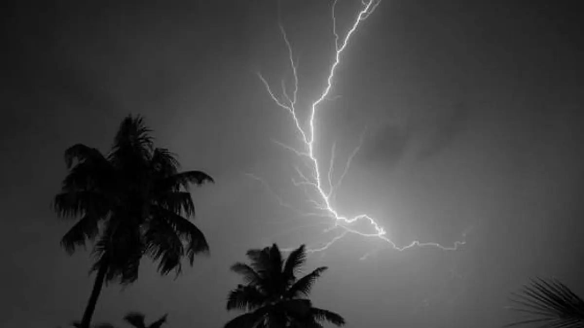 Lightning illuminates the night sky during Monsoon