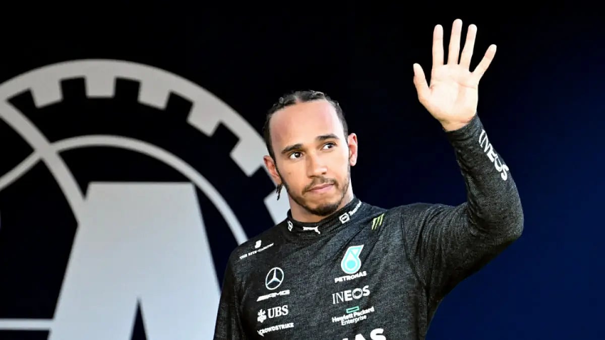 Lewis Hamilton waves to the fans during the Austrian F1 Grand Prix. 