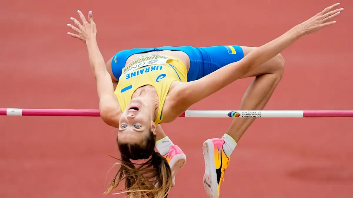 Ukraine's Yaroslava Mahuchikh competes at the World Athletics Championships 2022. - null
