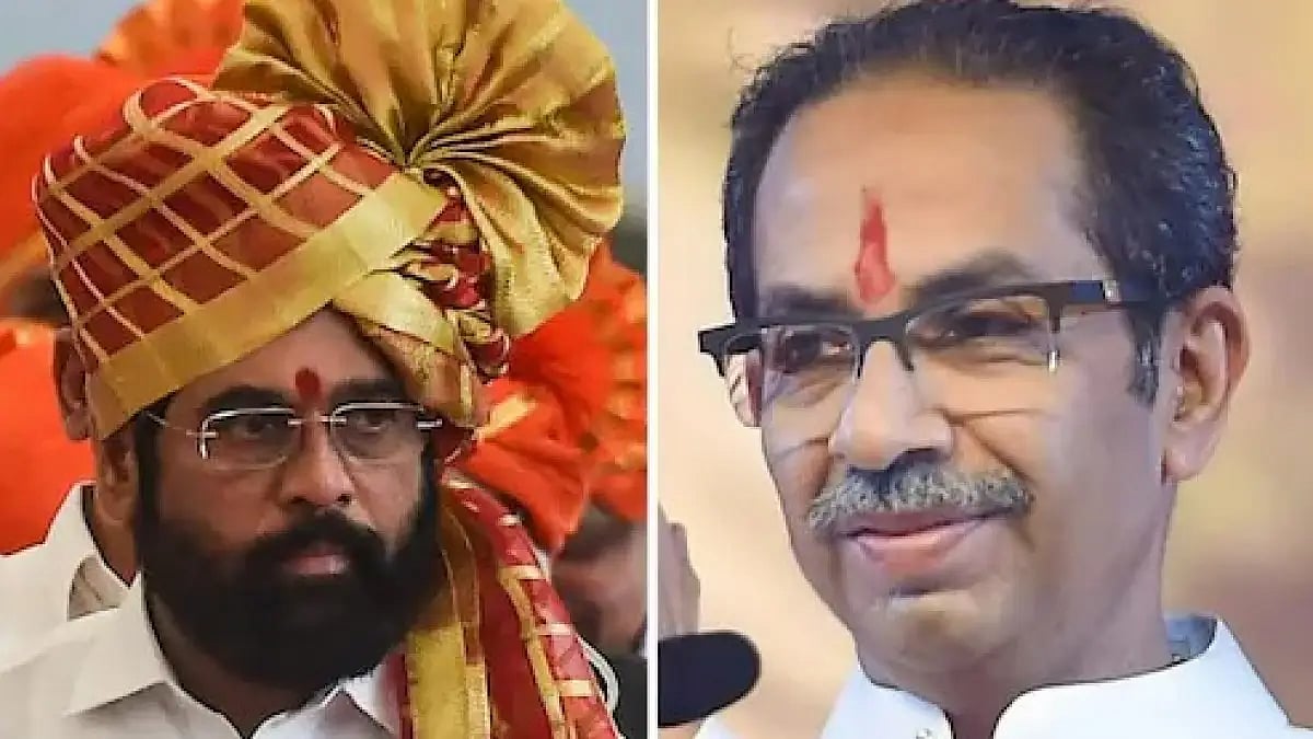 Maharashtra CM Eknath Shinde (Left) and Shiv Sena President Uddhav Thackeray (Right)