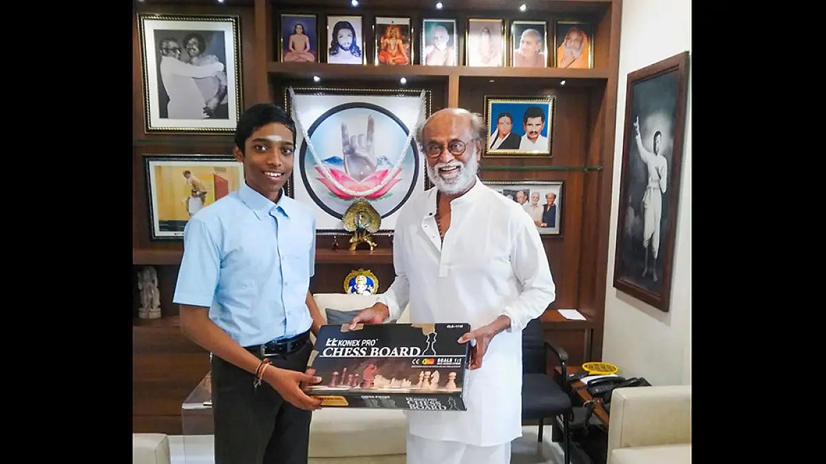 Praggnanandhaa meets Rajinikanth 