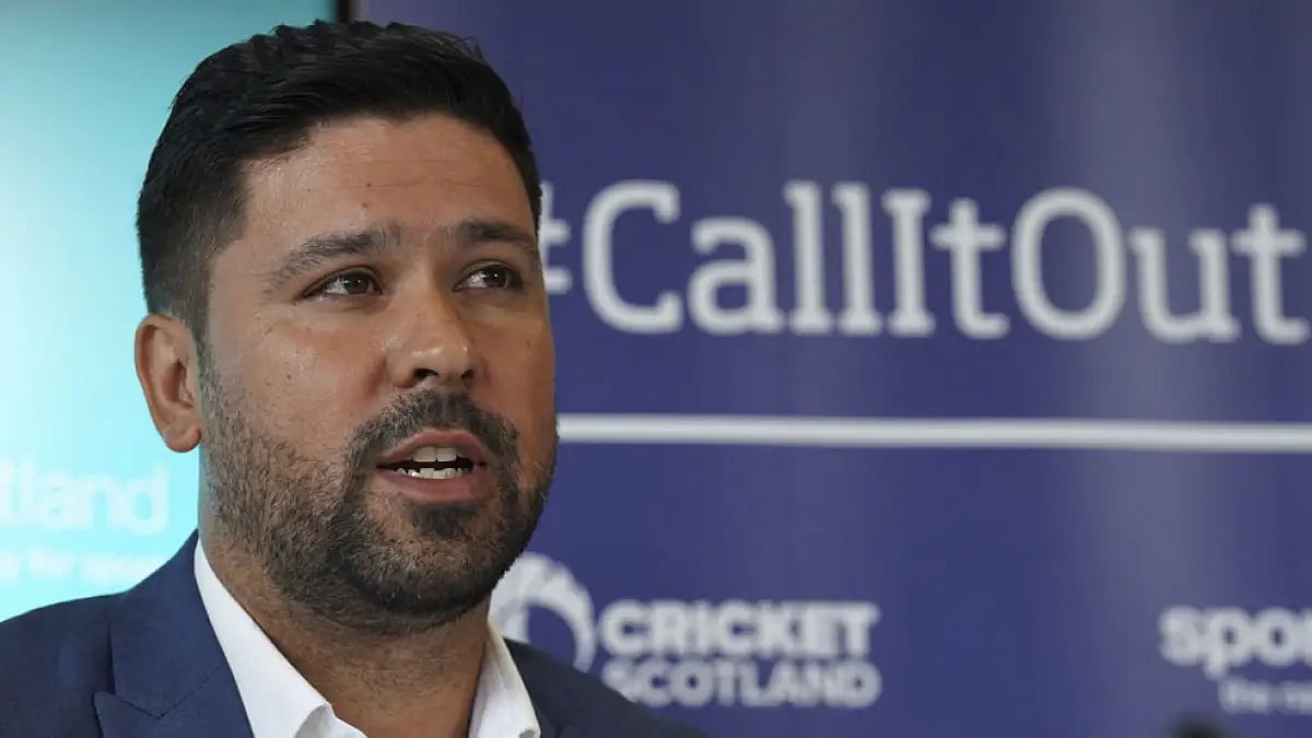 Majid Haq, Scotland's all-time leading wicket-taker, during a press conference in Stirling, July 25,