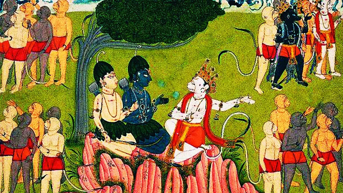 A painting depicting a scene from the Ramayana