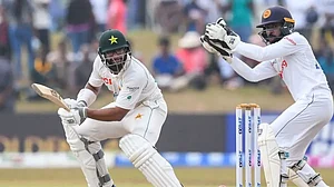 Pakistan's Imam-ul-Haq guides the ball towards third man on Day 4 of the second Test vs Sri Lanka.