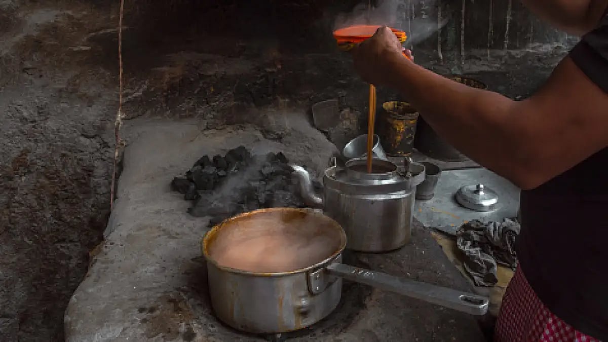 Late night chai, pakoda and adda. 