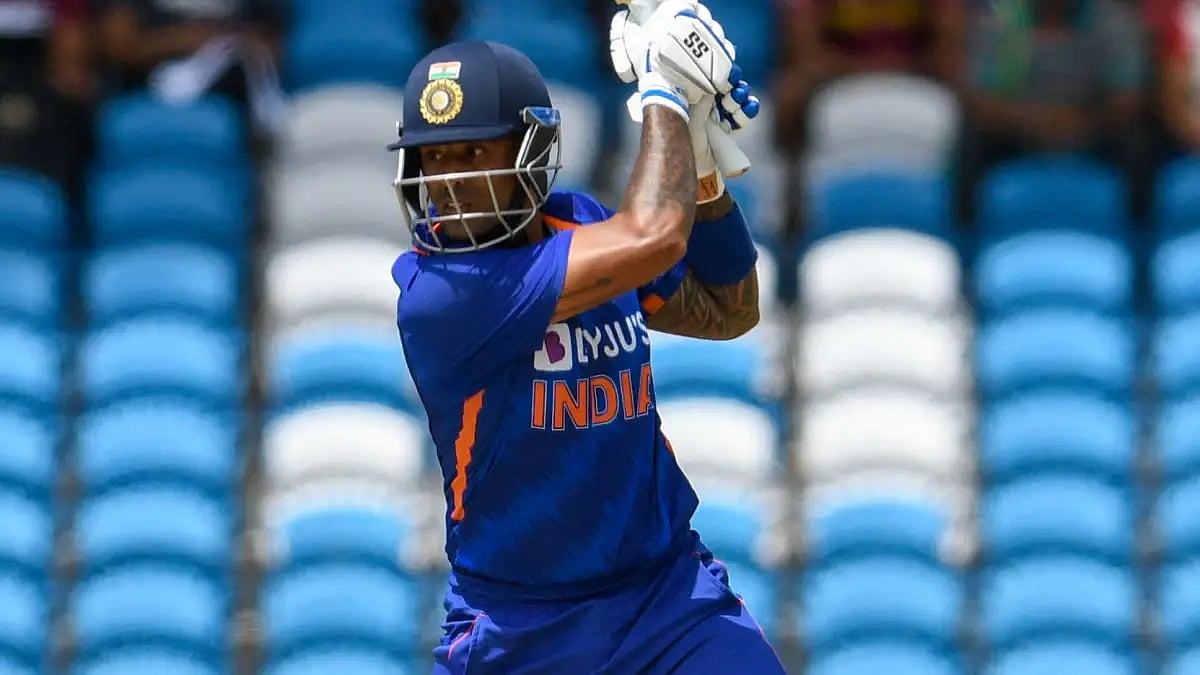 India's Suryakumar Yadav in action against West Indies in the third T20 international.  