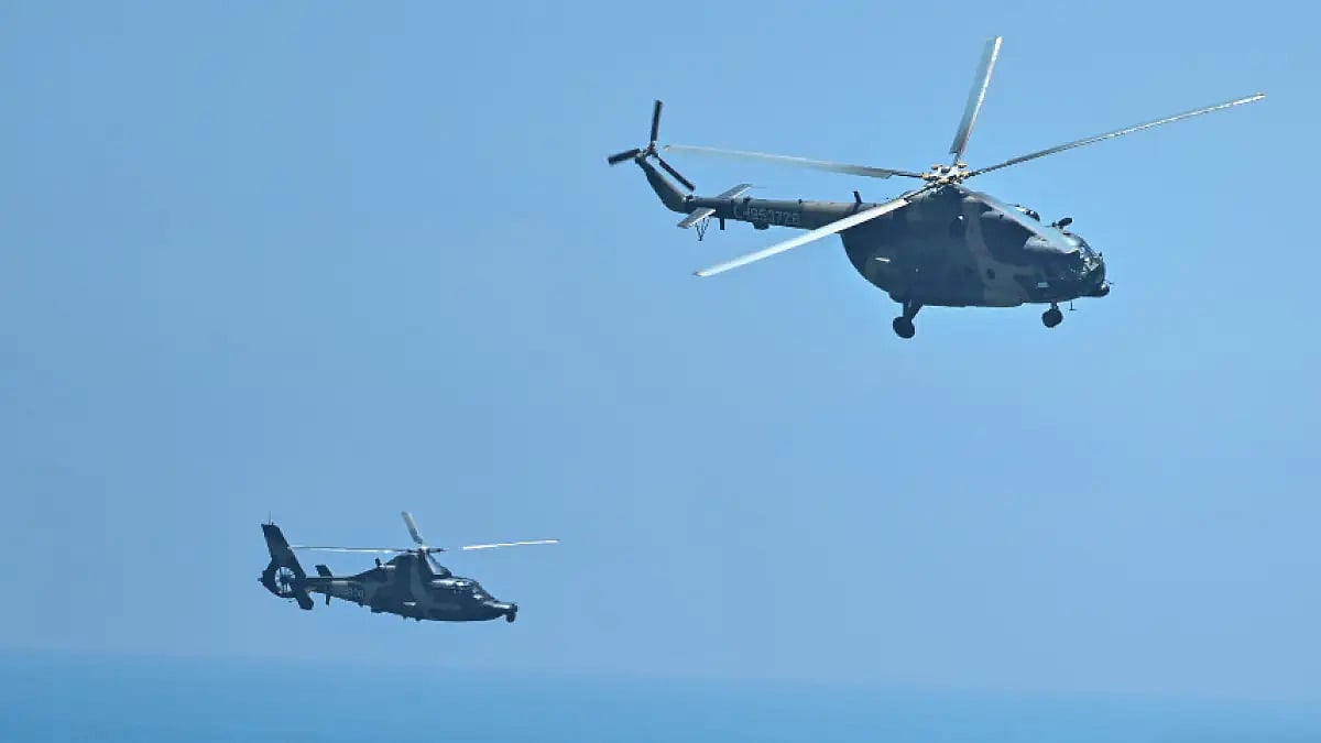 Chinese military aircraft fly past Taiwan.