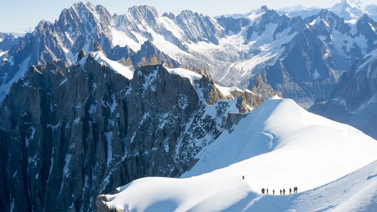 The Gouter route usually welcomes a less experienced group of climbers as it is easy