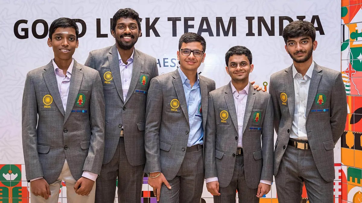 Members of India 'B' Team in the Open Section during the 44th Chess Olympiad in Chennai. - File