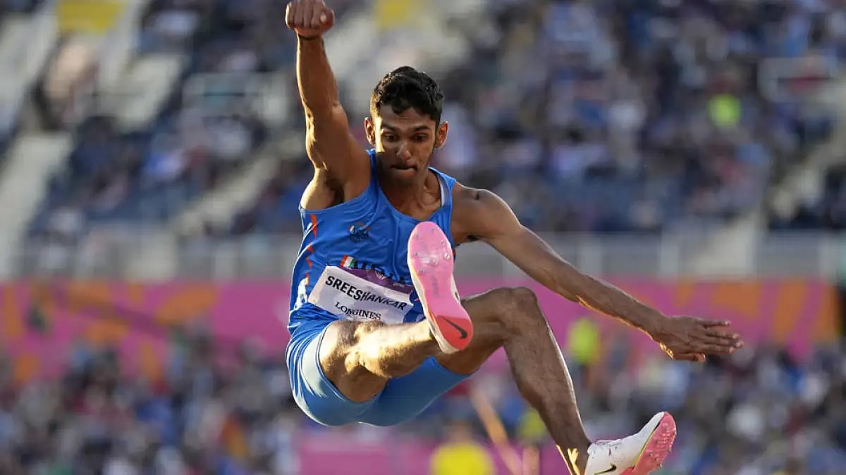 CWG silver medallist Sreeshankar achieved his best jump of the day in his third attempt.