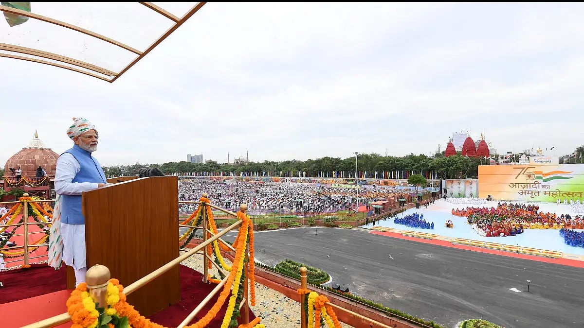 Prime Minister Narendra Modi during his address at Red Fort on Independence Day.