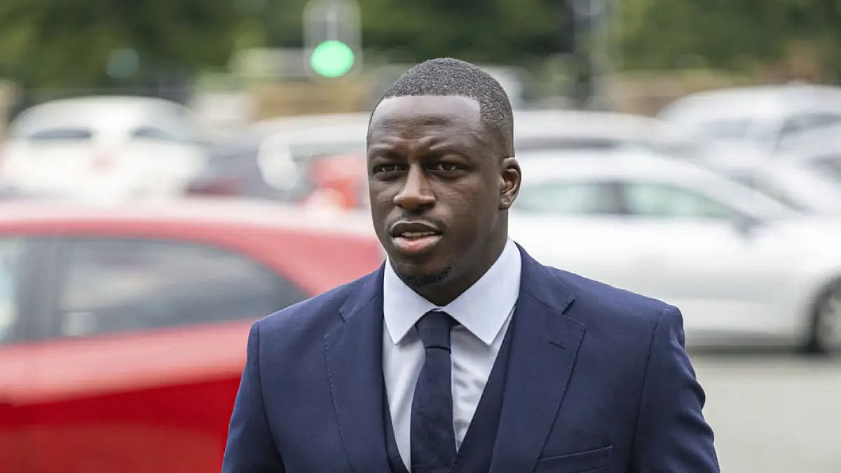 Benjamin Mendy arrives at Chester Crown Court in Chester, England, August 15, 2022.