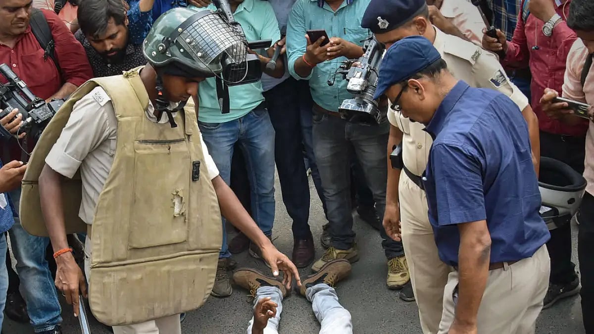 A job aspirant with the Tricolour was assaulted repeatedly by ADM KK Singh with a baton