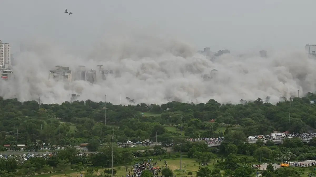 The demolition of Noida’s Supertech twin towers in Noida UP.