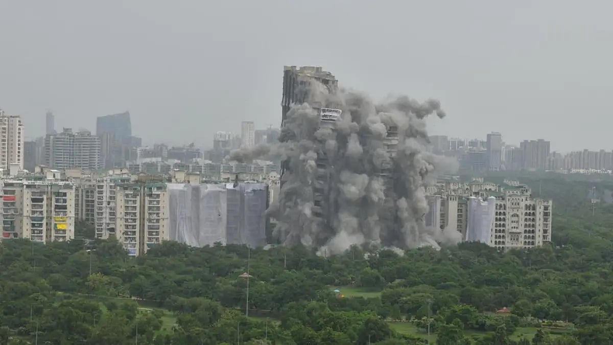 Demolition of Supertech twin towers in Noida in Uttar Pradesh 
