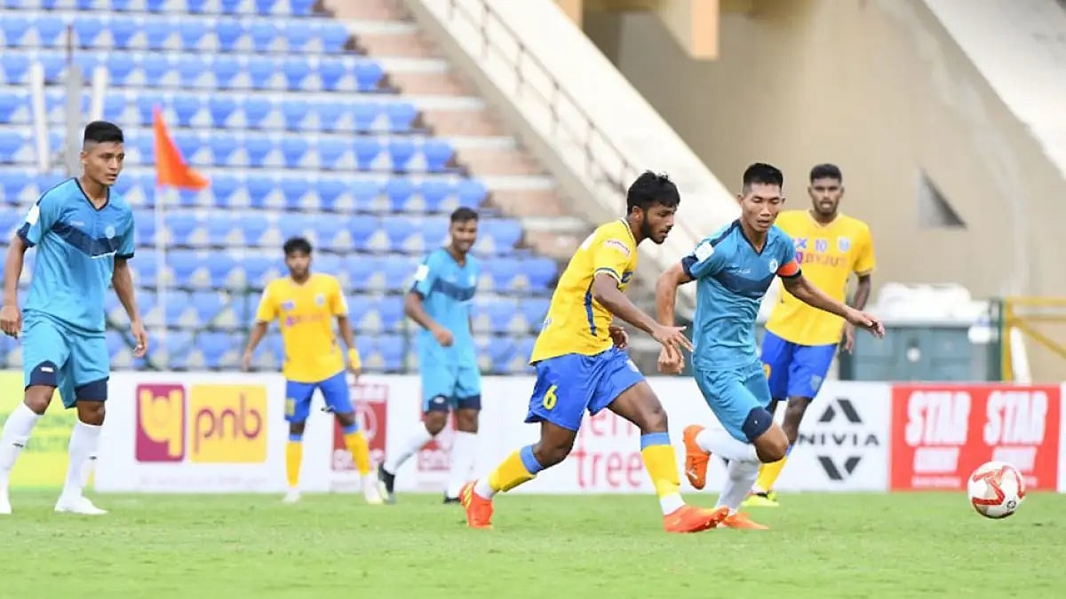 Kerala Blasters and Army Green players in action during their Durand Cup 2022 match.