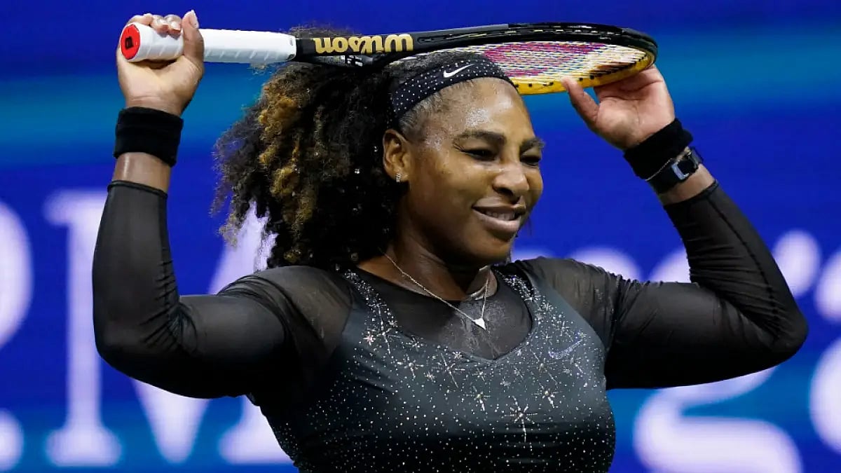 Serena Williams reacts during her US Open third-round match against Ajla Tomljanovic, .