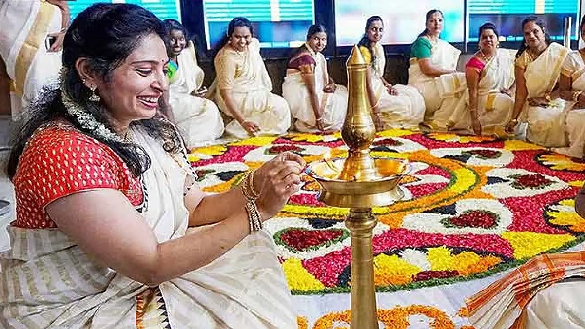 An Onam flower bed